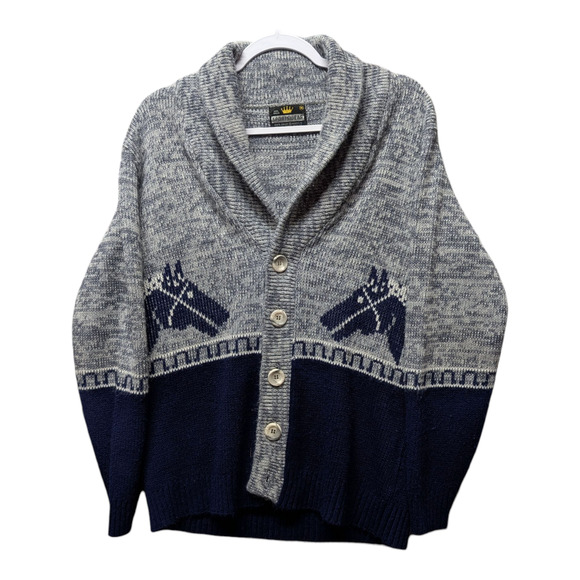 80s / 90s Sportswear Horse Knit Cardigan Sweater - Picture 1 of 5